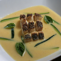 Roasted Corn Soup with Bass